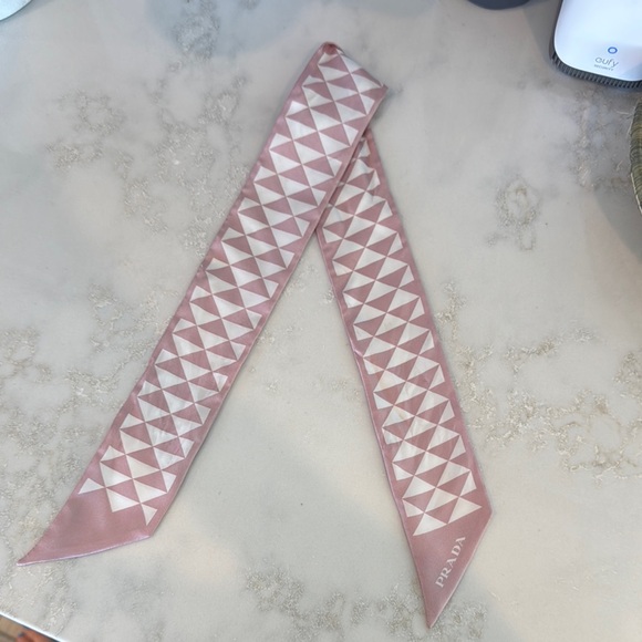 Prada pink and white silk twilly - Picture 1 of 5